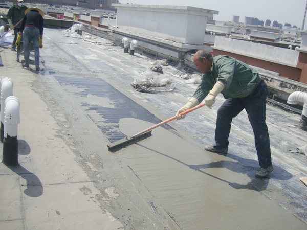 在卷材上酒上水泥干粉加以保護(hù) 防水卷材